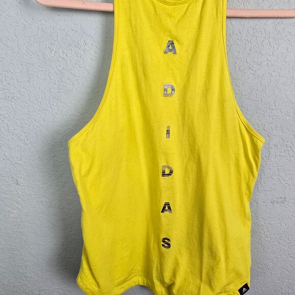 ADIDAS Womens Yellow Graphic Racerback Sz S Tank Top Athletic Activewear Workout - Picture 4 of 7